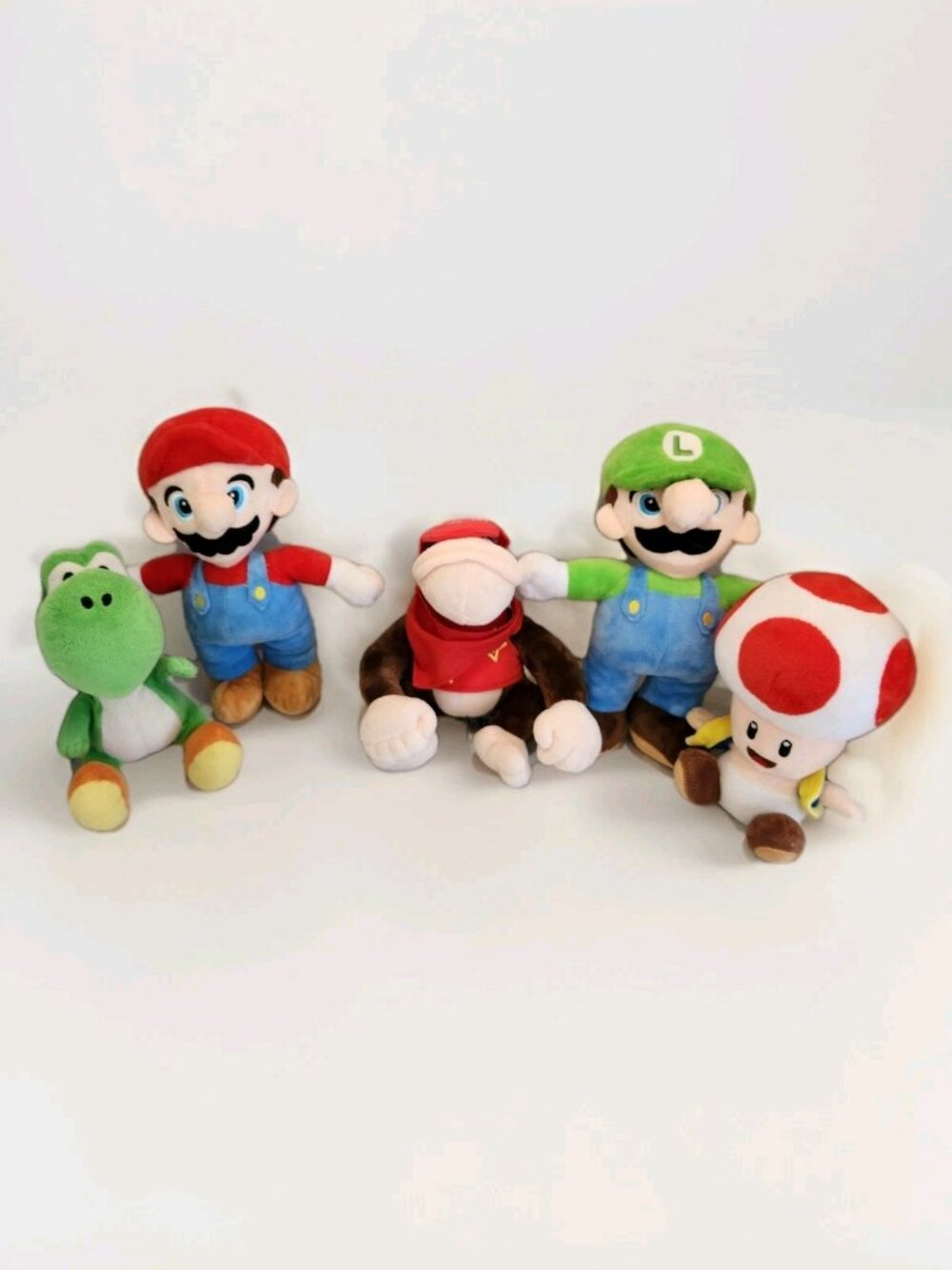 Sanei Super Mario Lot Of 5 Yoshi, Diddy Kong, Luigi, Toad, Plush Toys Nintendo